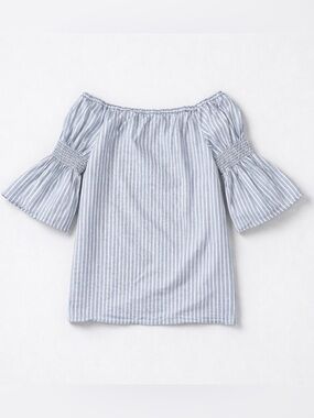 Rebel Sugar Light Blue and White Striped Short Sleeve Tee/Dress | Large